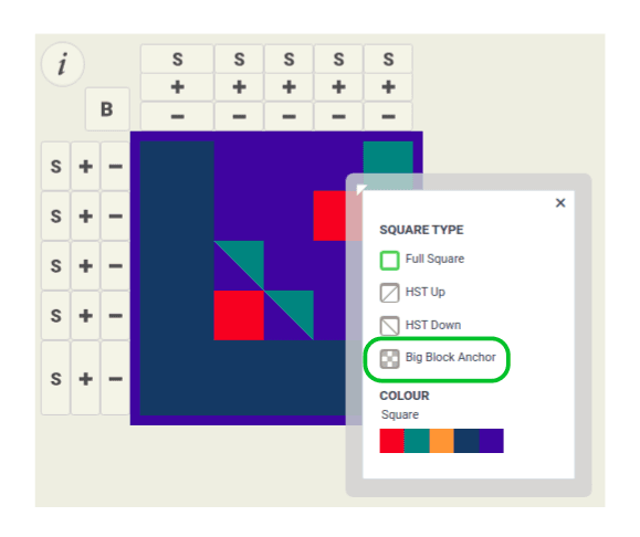 Square dialog box with Big Block option