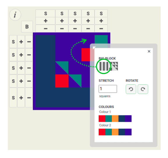 Big Block dialog box with all available options