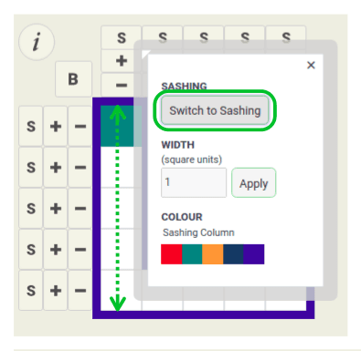 Switch column to sashing column