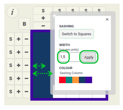 Resize the width of the sashing column